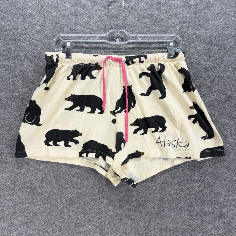 Blue House Sleep Shorts Women S Small Beige Bear Print Drawstring High Rise